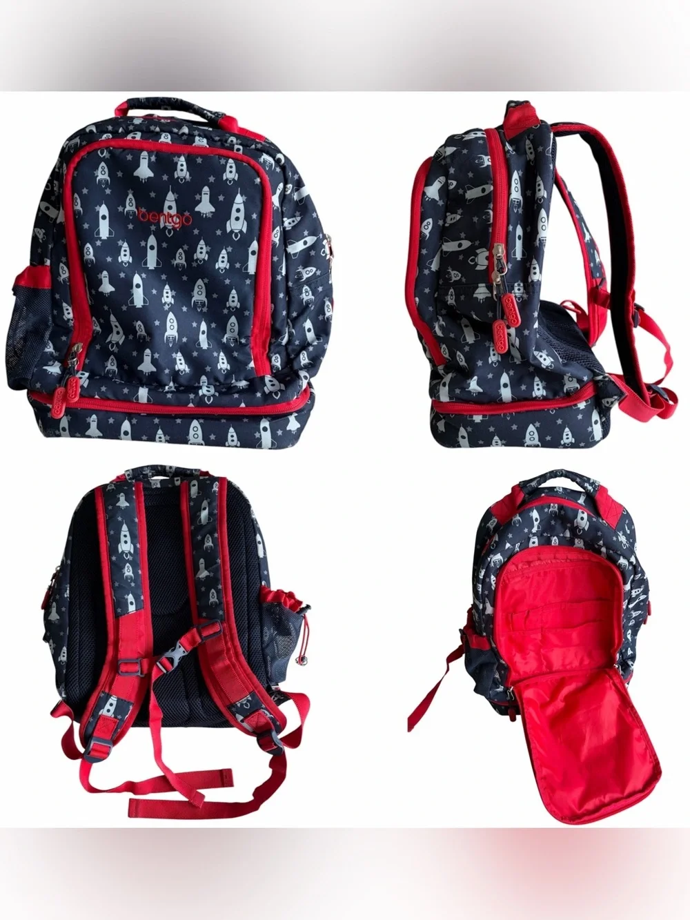 Bentgo 2-in-1 Kids Navy Rocket Print Backpack with Built-in Lunch Bag